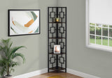 62" Espresso Metal Corner Bookcase