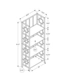 62" White Metal Corner Bookcase