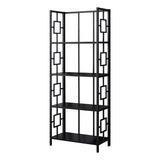 62" Black Metal Geometric Bookcase