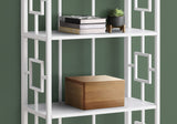 62" White Metal Four Tier Geometric Bookcase