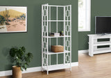 62" White Metal Four Tier Geometric Bookcase