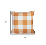 Set Of Four 18" Orange And Brown Plaid Pumpkins Throw Pillow Covers