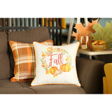 Set of Two 18" X 18" Orange and White Thanksgiving Pumpkin Pillow Covers
