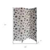 3 Panel Beige And Black Soft Fabric Finish Room Divider