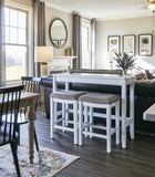 " Light Gray And Dark Brown Solid Wood Backless Bar Chair