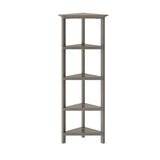 60" Washed Grey Solid Wood Corner Bookcase