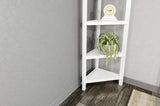 60" Washed Grey Solid Wood Corner Bookcase