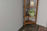 60" White Solid Wood Corner Bookcase
