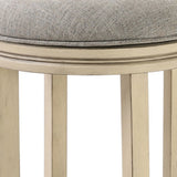 30" Gray And Ivory Solid Wood Swivel Backless Bar Height Bar Chair
