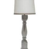 31" Gray Solid Wood Standard Table Lamp