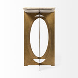 Rectangular White Marble Console Table With Gold Metal Base
