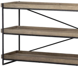 Medium Brown Solid Acacia Wood Console Table With Solid Iron Base.