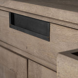Rounded Edge Dark Brown Mango Wood Finish Sideboard With 2 Cabinets And 2 Drawers