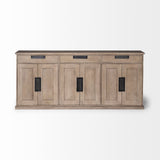Brown Solid Mango Wood Sideboard With 3 Cabinets And 3 Drawers