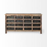 Brown Reclaimed Hardwood Sideboard With 16 Pull Out Drawers