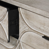 Black Solid Mango Wood Finish Sideboard With 4 Glass Cabinet Doors