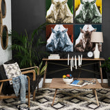 Light Brown Mango Wood Finish Console Table With 4 Drawers