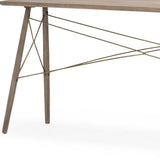Medium Brown Wooden Console Table With 4 Angular Legs