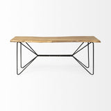 Light Brown Live Edge Solid Acacia Wood Console Table With Black Matte Iron Frame