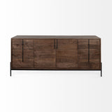 Brown Solid Wood Sideboard With 6 Drawers And 2 Cabinet Doors