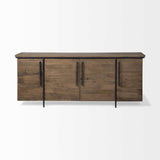 Brown Solid Mango Wood Finish Sideboard With 4 Door Cabinets
