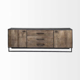 Brown Solid Mango Wood Finish Sideboard With 3 Drawers And 2 Cabinet Doors
