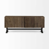 Brown Solid Mango Wood Finish Sideboard With 4 Cabinet Doors