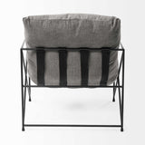 30" Gray And Black Linen Arm Chair
