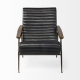 37" Black And Brown Faux Leather Lounge Chair