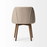 Set Of Two Cream And Brown Upholstered Fabric Side Chairs