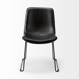 Set Of Two Black Upholstered Faux leather Side Chairs