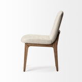 Diamond Tuffed Cream Fabric Wrap With Brown Wood Base Dining Chair