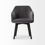 Grey Velvet Wrap With Black Wooden Base Dining Chair