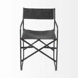 Black Leather With Black Iron Frame Dining Chair
