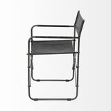 Black Leather With Black Iron Frame Dining Chair