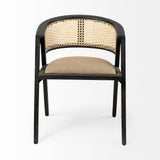 Grey Linen With Black Wooden Frame Wrap Seat Dining Chair