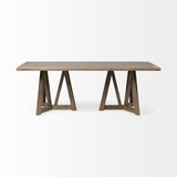 84X40 Rectangular Brown Solid Wood Top &amp; Base Dining Table