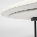 48" Round White Marble Top With Black Metal Base Dining Table