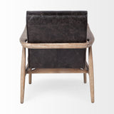 Black Leather Accent Chair With Wrapped Ash Wood Frame