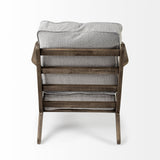 Frost Grey Fabric Wrapped Honey Wooden Frame Accent Chair