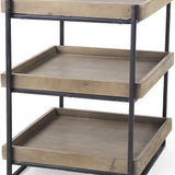 26" Brown Solid Wood End Table With Two Shelves