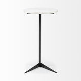 White Marble Round Top Accent Table With Black Iron Base