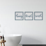 Set Of 3 Blue Hang Brush Wash Framed Wall Art