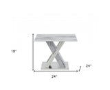 Elegant Marble Glass Top End Table