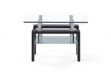 Dark Walnut Legs End Table With Rectangular Clear Glass Top