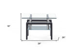 Dark Walnut Legs End Table With Rectangular Clear Glass Top