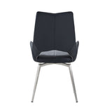 Set Of 2 Black Bucket Style Dining Chairs With Metalic Silver Base