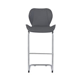 Set of Four 26" Gray And Silver Metal Low Back Bar Height Bar Chairs