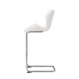 Set of Four 26" White And Silver Metal Low Back Bar Height Bar Chairs