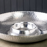 Handcrafted 13" Hammered Stainless Steel Round Tray